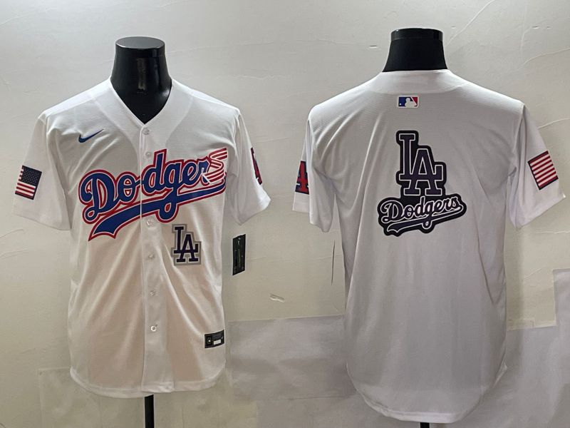 Men Los Angeles Dodgers Blank White national flag second generation joint name Nike 2025 MLB Jersey style 24